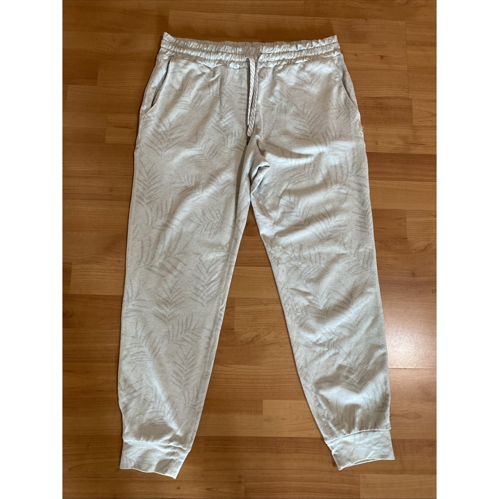 Vuori Sweatpants Womens Small Gray Joggers Palm Leaf Print Athletic Sportswear